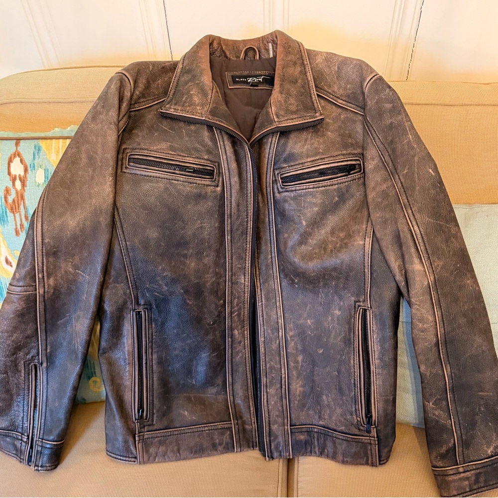 Black Rivet by Wilson Leather Men's Brown Leather Jacket, size M